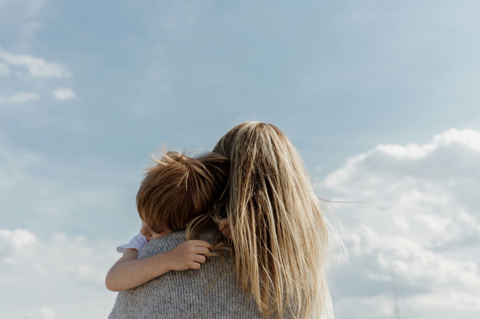 A mother holding her child